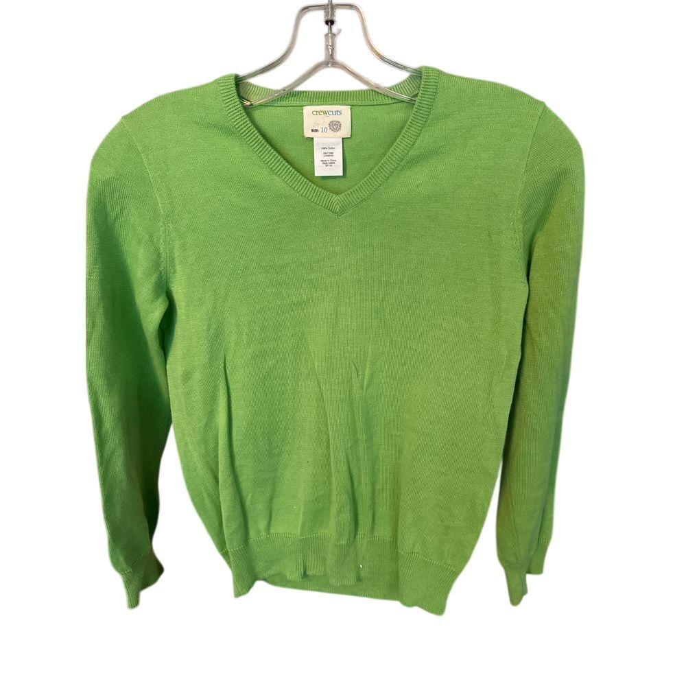 Crewcuts v-neck 100% cotton spring green ribbed sweat sweater size 10